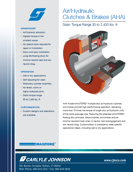 AHA Clutch Specification Sheet